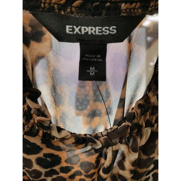 Express Brown Animal Print Blouse - Picture 3 of 4